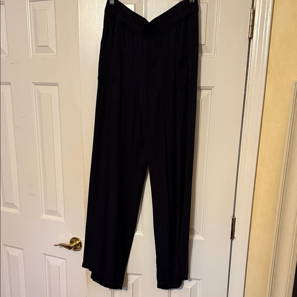 Wearables Navy Silky Pin Striped Wide Leg Pants